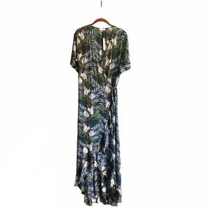 Blush J Green Tropical Print Wrap Dress